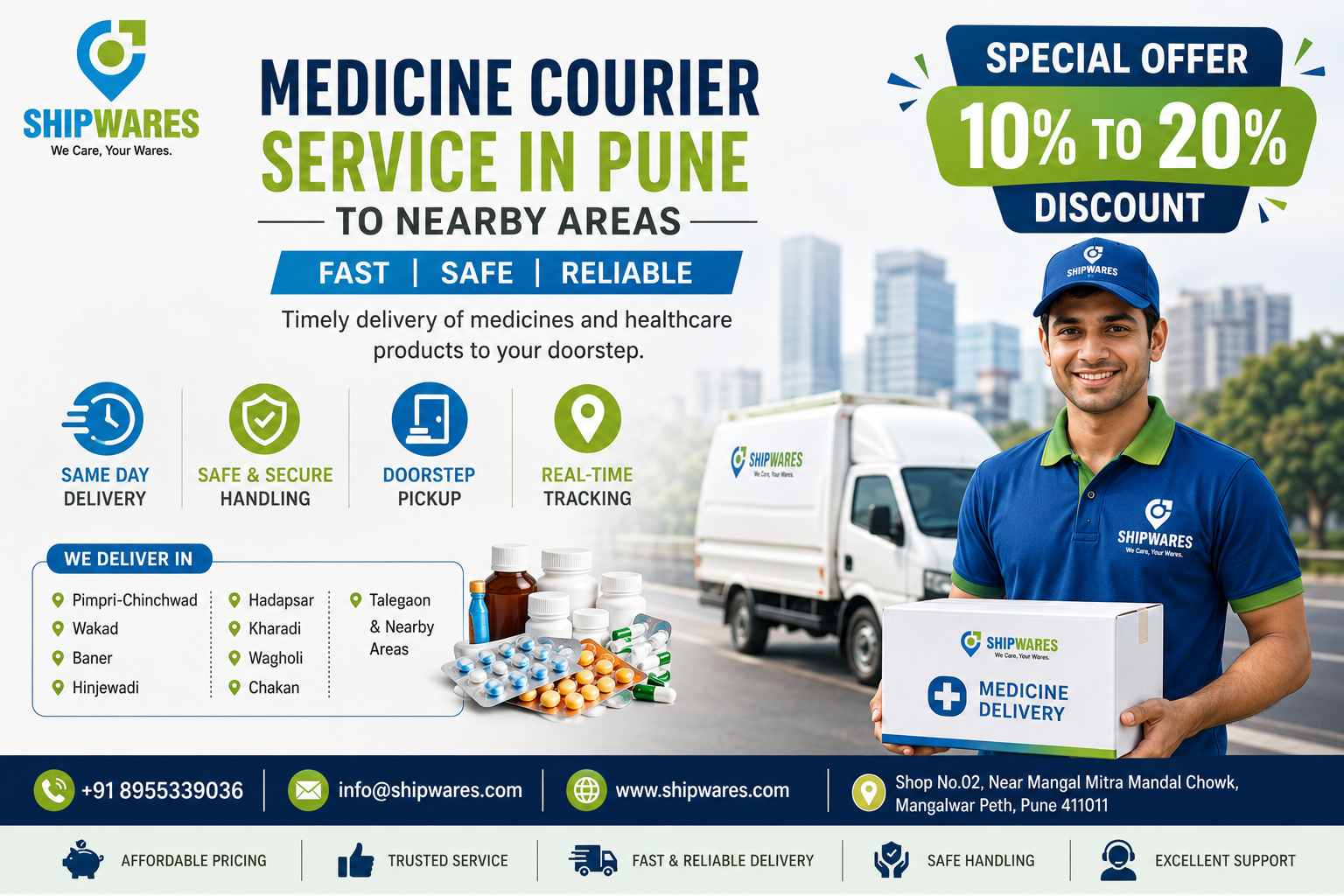 Medicine Courier Service in Pune to Nearby Areas with 10% Up to 20% Discount